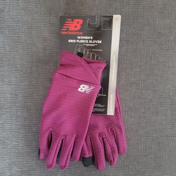 New Balance Women Pink Grid Fleece Touch -Tip Technology Gloves Size Lar… - Picture 7 of 15